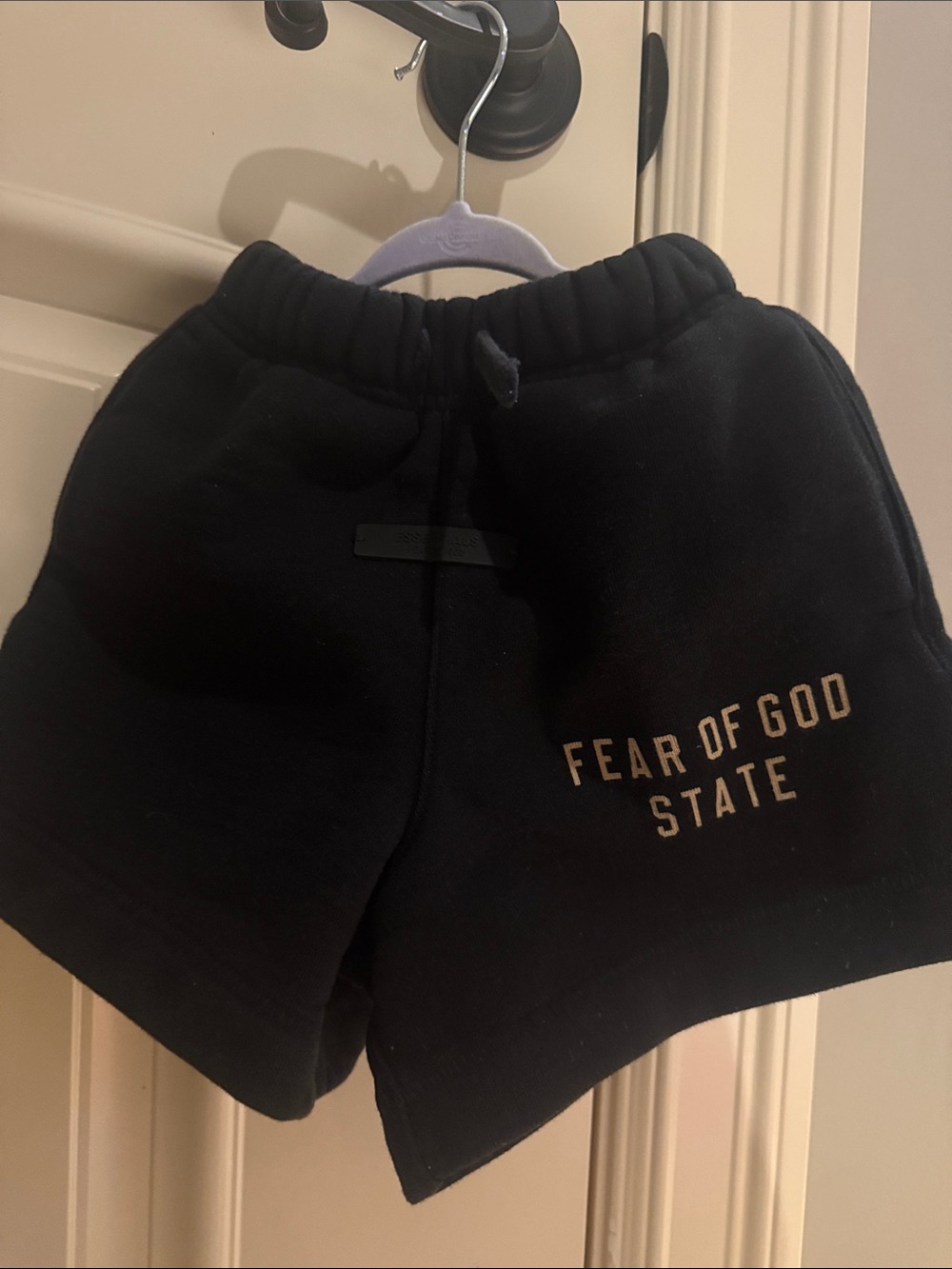 Fear of God Black Sweat Shorts with Gold Logo